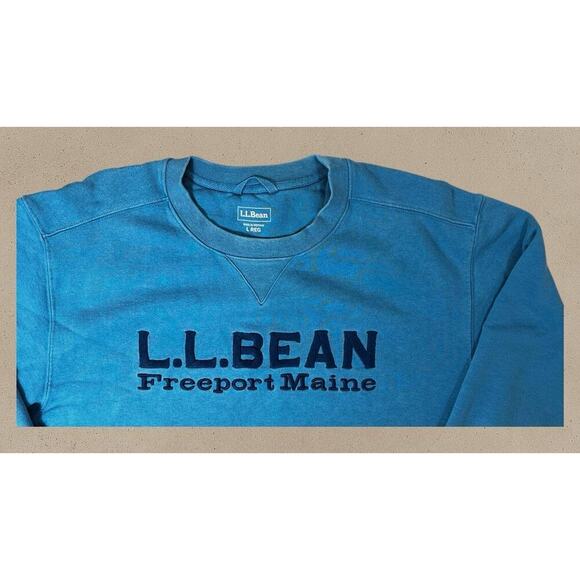L.L. Bean Crewneck Sweatshirt Size Large – Blue Embroidered Freeport Maine Logo - Picture 3 of 6